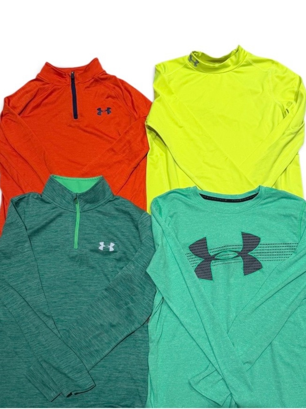 Under Armour Kids Long Sleeve Active Tees — Neon Yellow, Orange, Green youth L